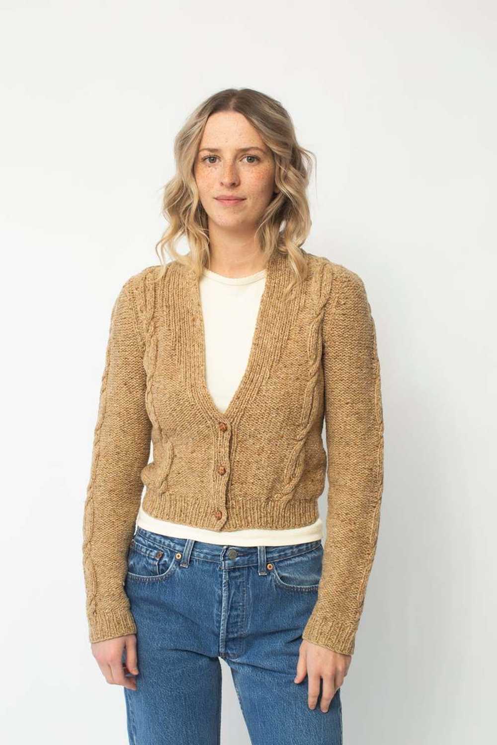 Vintage Cropped Knit Cardigan - image 1