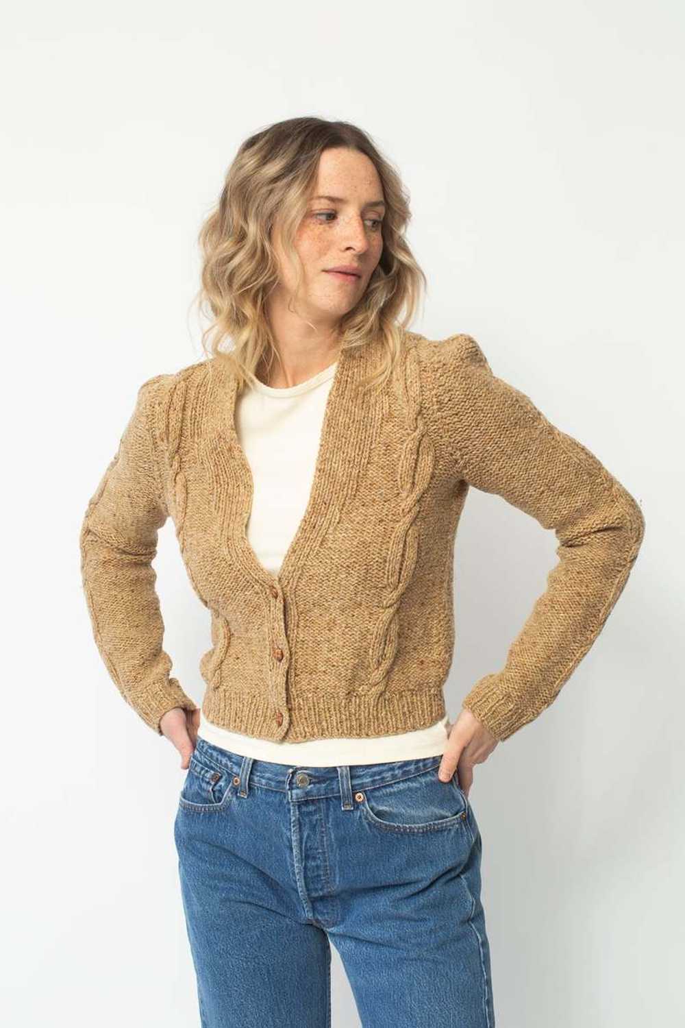 Vintage Cropped Knit Cardigan - image 2