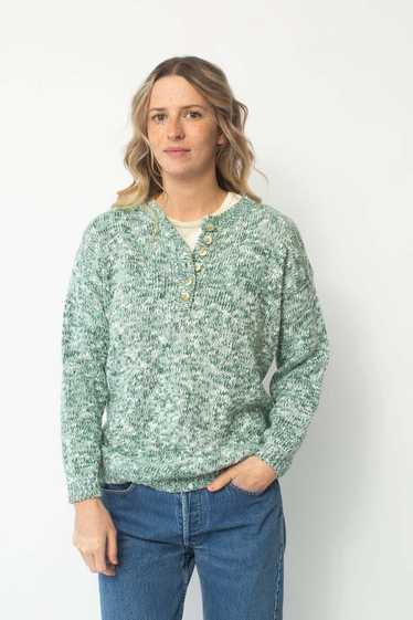 Knit Henley - Green Melange