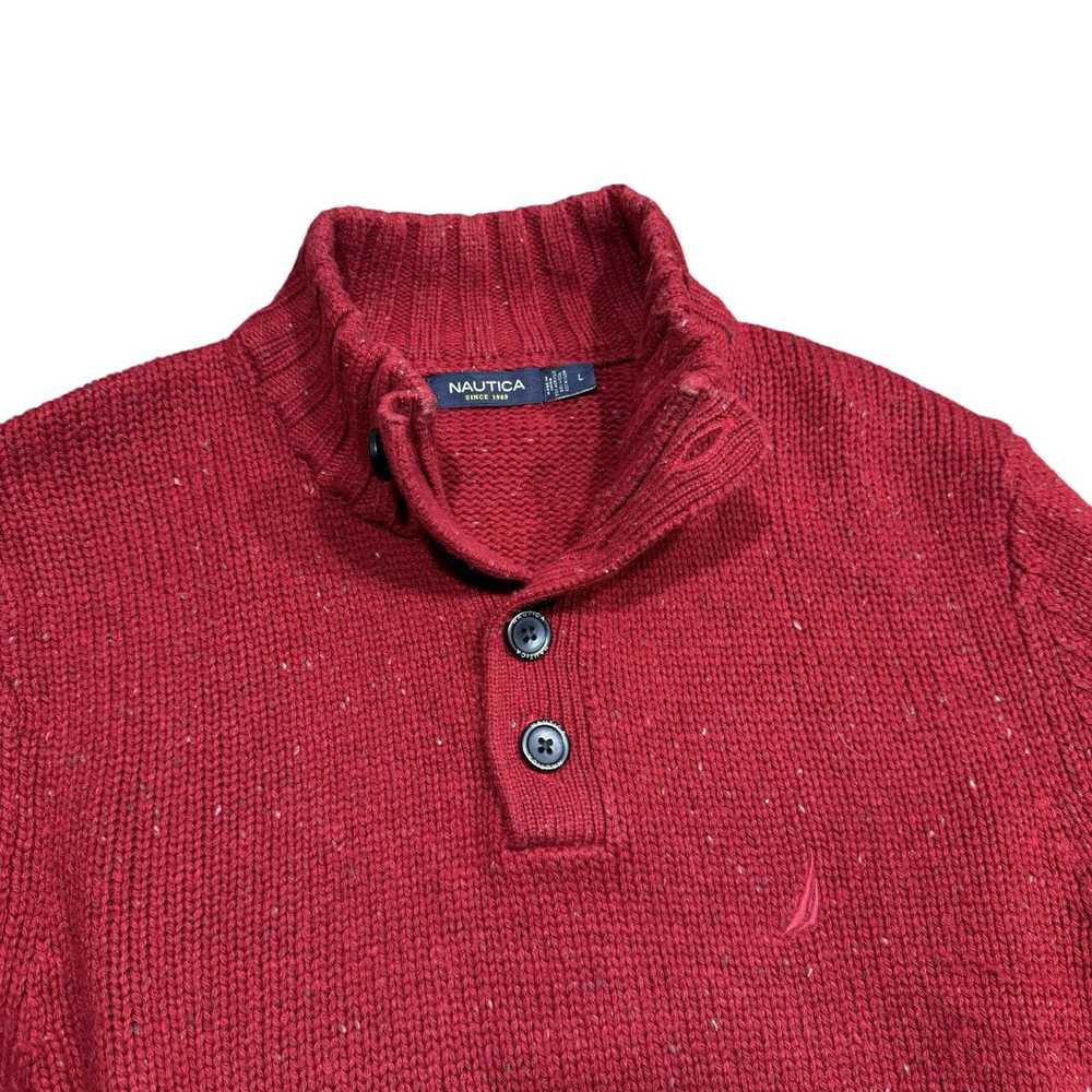 Nautica Nautica Men’s Red Henley Knit Sweater - image 2