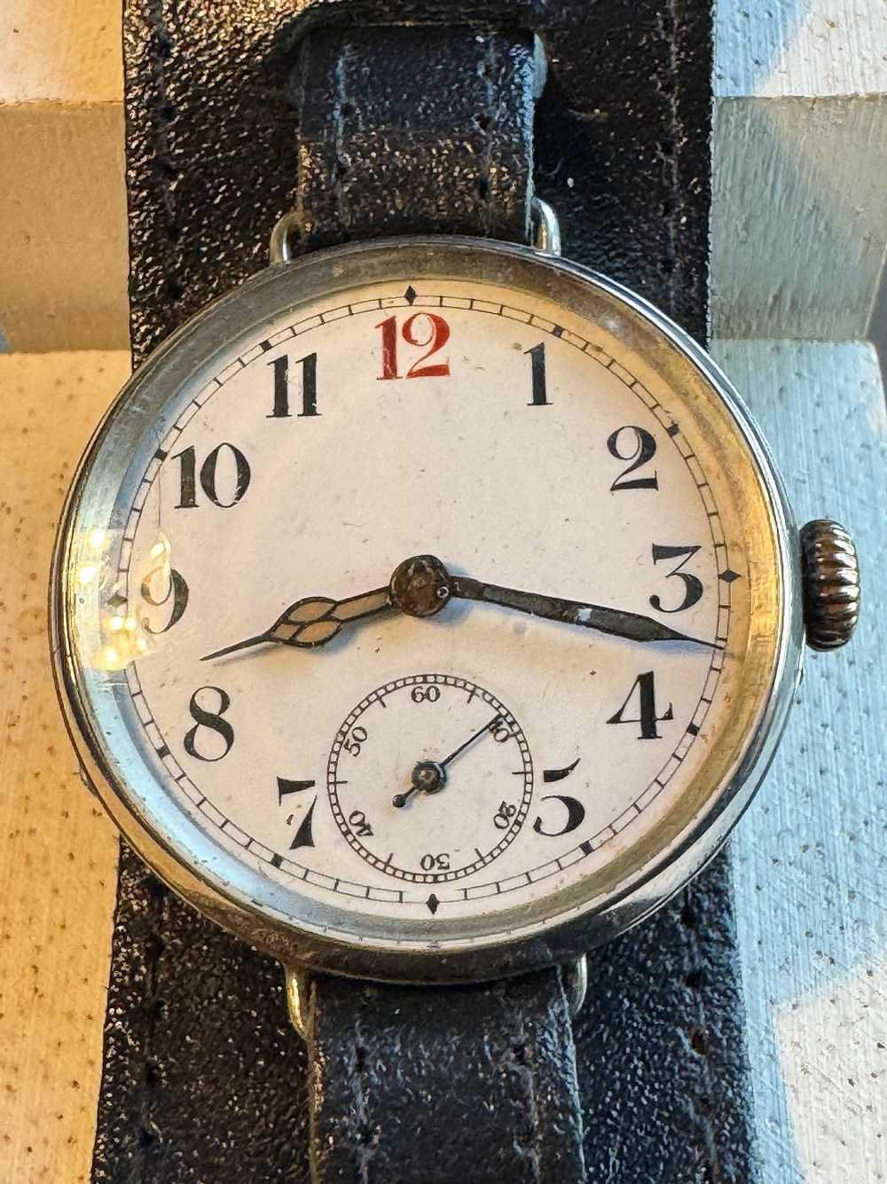 1914 Sterling Silver Gents Trench Watch - image 2