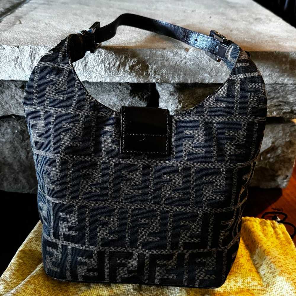 FENDI Zucca Canvas Mamma Baguette Shoulder Bag Br… - image 5