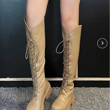 Platform Lace-Up Long Boots