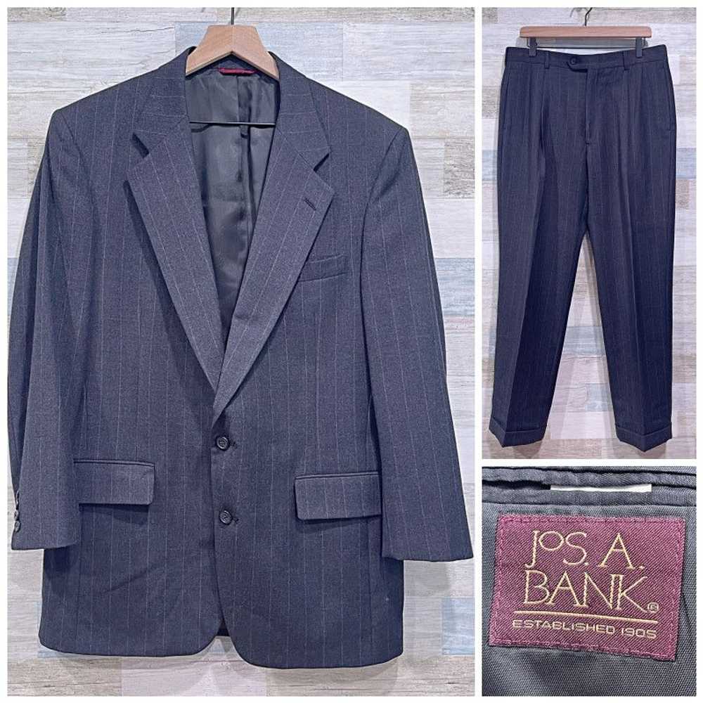 Jos. A. Bank Jos A Bank Flannel Striped Suit Gray… - image 1