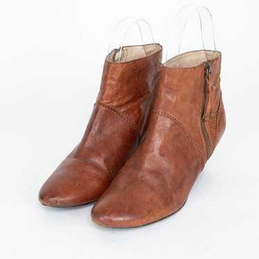 Frye Brown Cognac Tan Leather Steffi Zip Booties 7