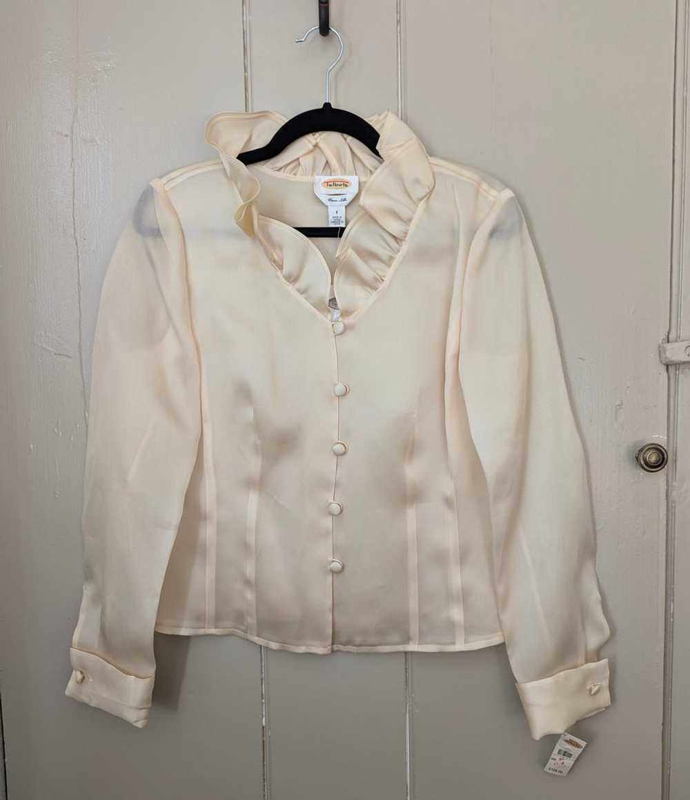 Random Vintage Deadstock 90s Silk Organza Blouse … - image 1