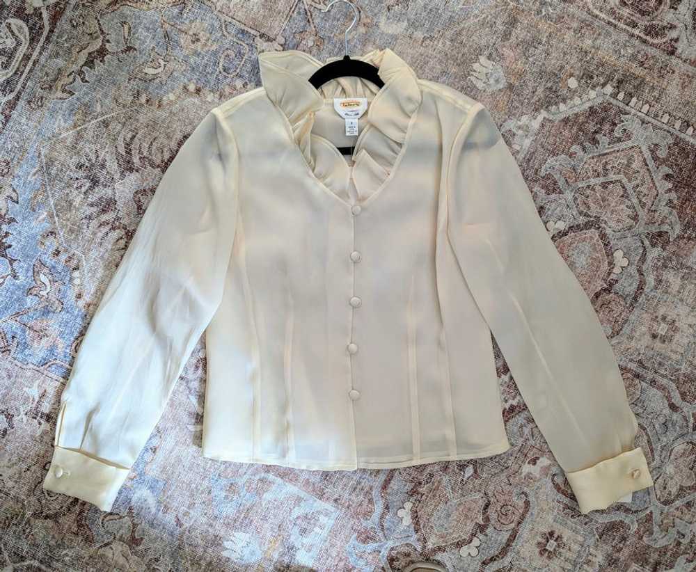 Random Vintage Deadstock 90s Silk Organza Blouse … - image 5