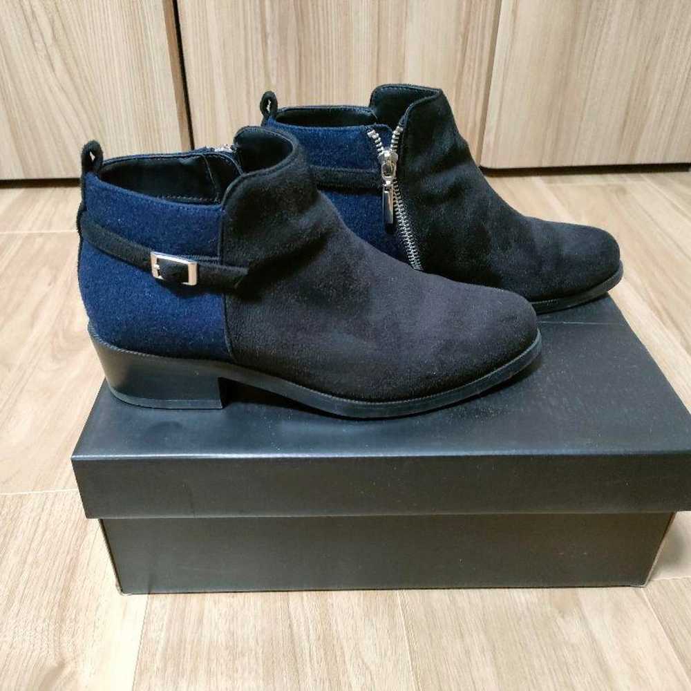 Suede short boots, black, navy, size 22.5cm. - image 3