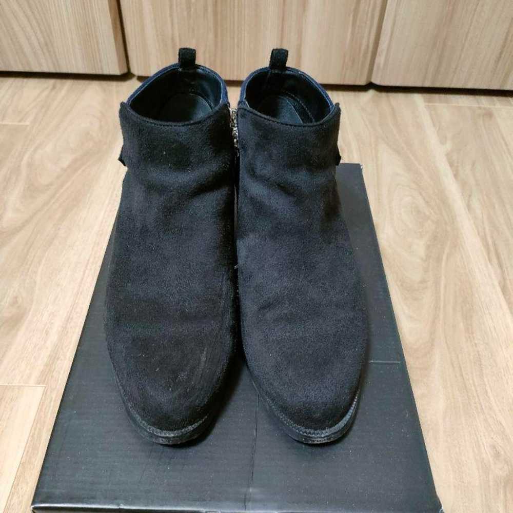 Suede short boots, black, navy, size 22.5cm. - image 4