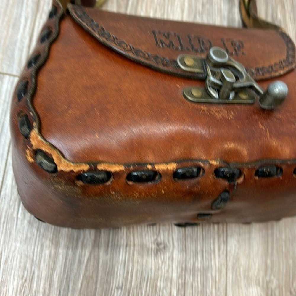 Vintage brown leather MPF BOHO HAND TOOLED PRINTE… - image 3