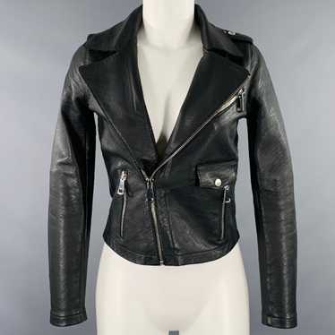 Maje MAJE Size 0 Black Lambskin Leather Motorcycle