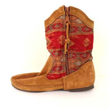 Minnetonka Baja Ankle Booties Brown Suede Southwe… - image 1