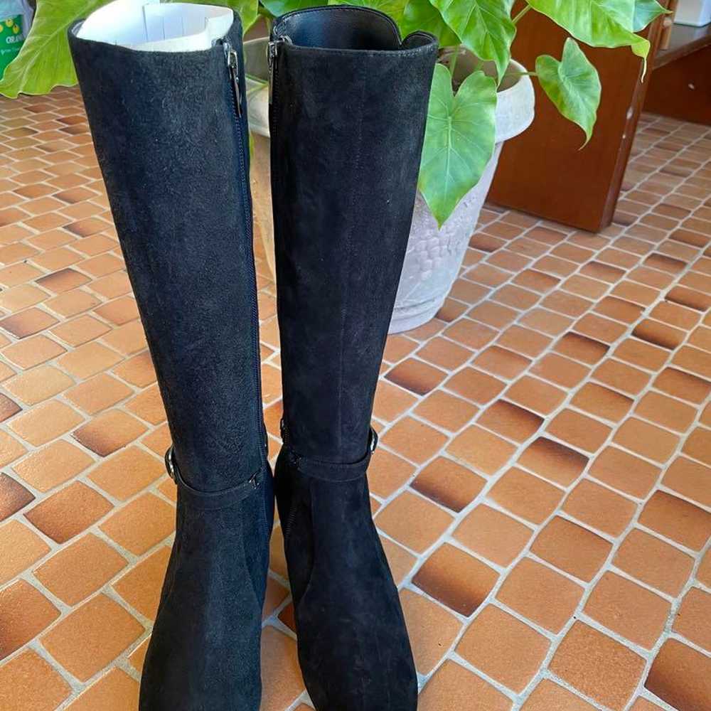 Black Suede Long Boots with Heels - image 1