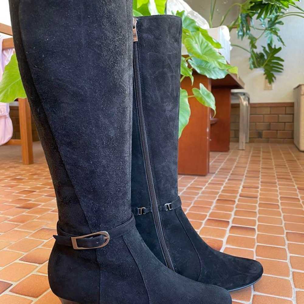 Black Suede Long Boots with Heels - image 3