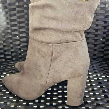 bebe Savita Slouch Booties Gray Suede Size 7.5 - image 1