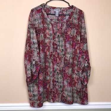 Catherines Women’s Boho Pattern Multi-Color Pleat… - image 1