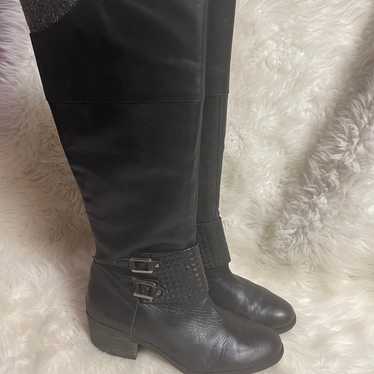 Vince Camuto Bartina leather Black tall boots silv