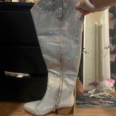 Silver women’s cowboy boots