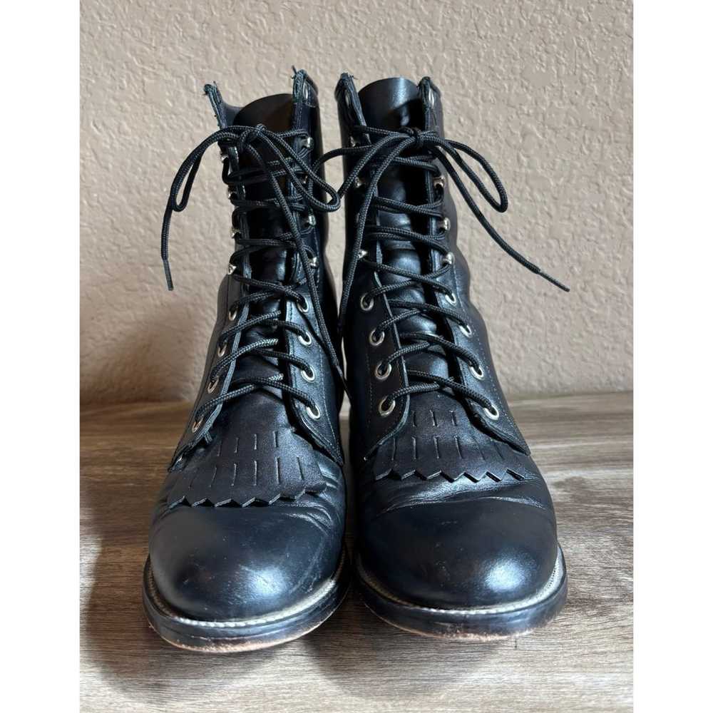 Justin Womens Lace Up Roper Boots Size 7 - image 4