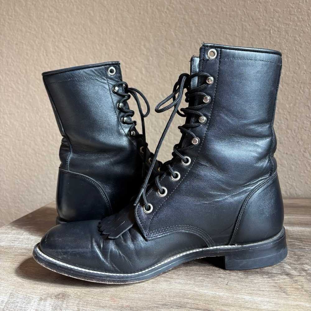 Justin Womens Lace Up Roper Boots Size 7 - image 7