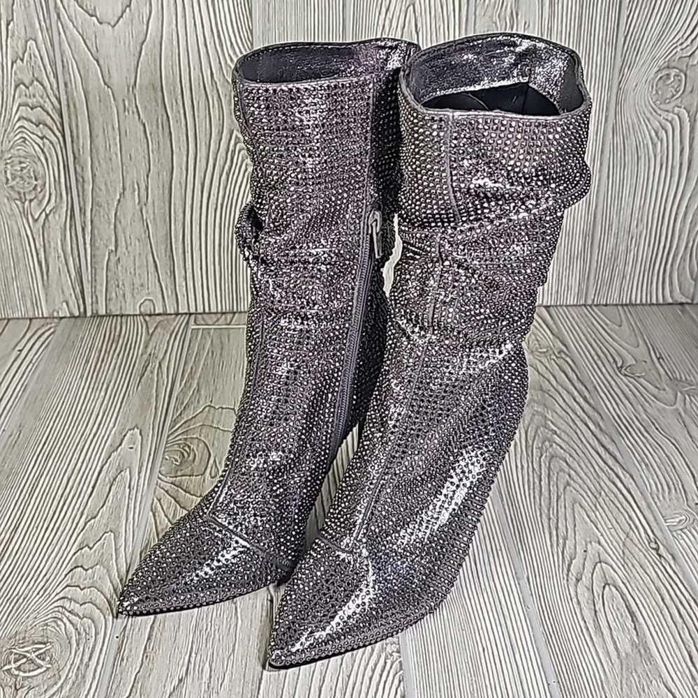 Thalia Sodi Raquell Booties Pewter Bling Heeled B… - image 10