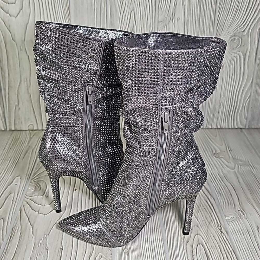 Thalia Sodi Raquell Booties Pewter Bling Heeled B… - image 11