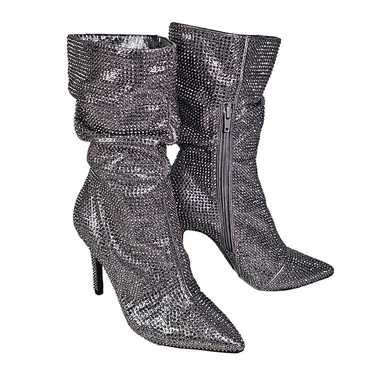 Thalia Sodi Raquell Booties Pewter Bling Heeled B… - image 1