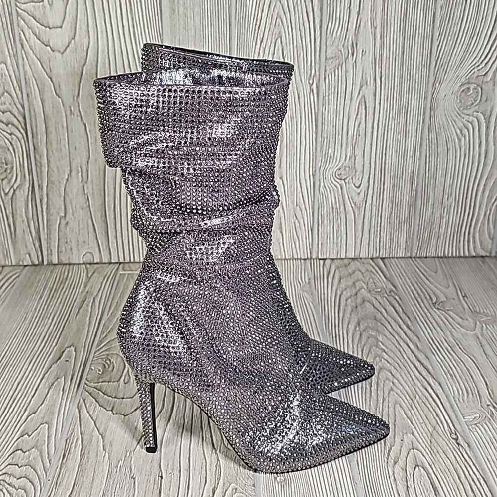 Thalia Sodi Raquell Booties Pewter Bling Heeled B… - image 2