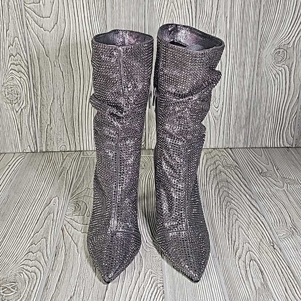 Thalia Sodi Raquell Booties Pewter Bling Heeled B… - image 3