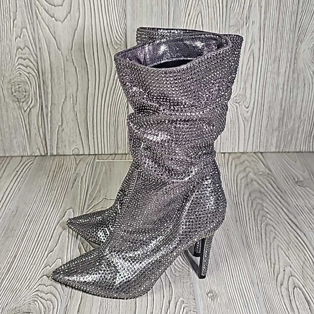 Thalia Sodi Raquell Booties Pewter Bling Heeled B… - image 4