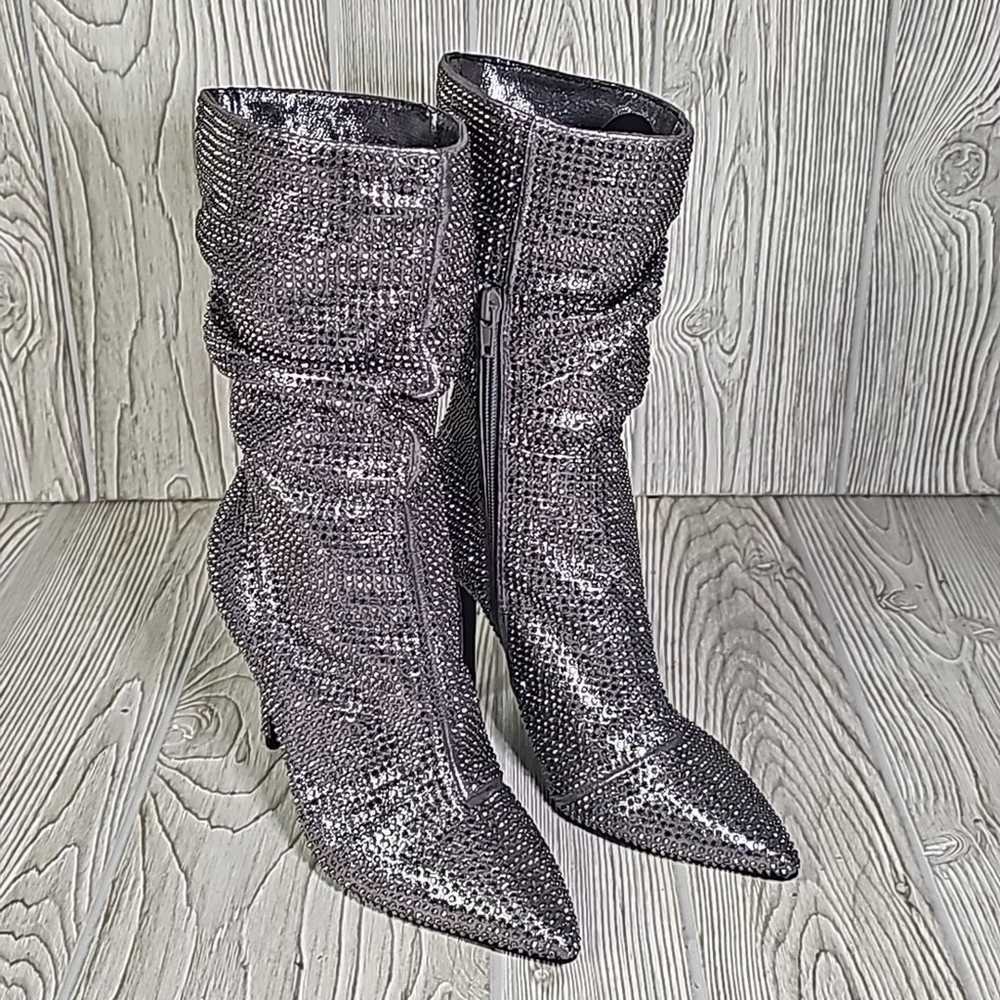 Thalia Sodi Raquell Booties Pewter Bling Heeled B… - image 9