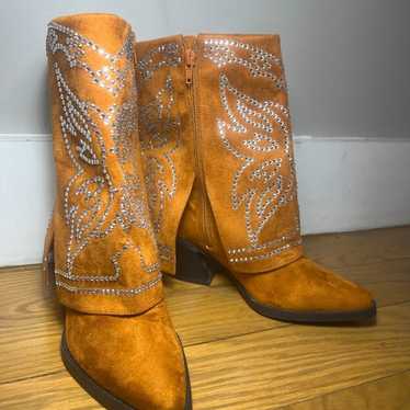 INC Cowboy rhinestone boots