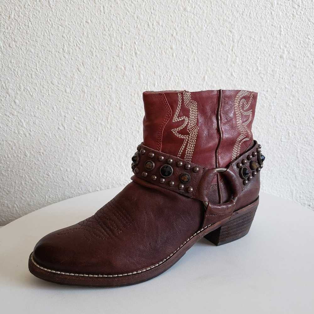 SAM EDELMAN Western Boots Cherry Leather Jeweled … - image 1