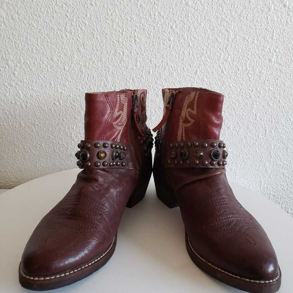 SAM EDELMAN Western Boots Cherry Leather Jeweled … - image 3