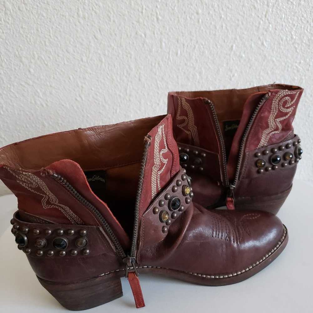 SAM EDELMAN Western Boots Cherry Leather Jeweled … - image 7