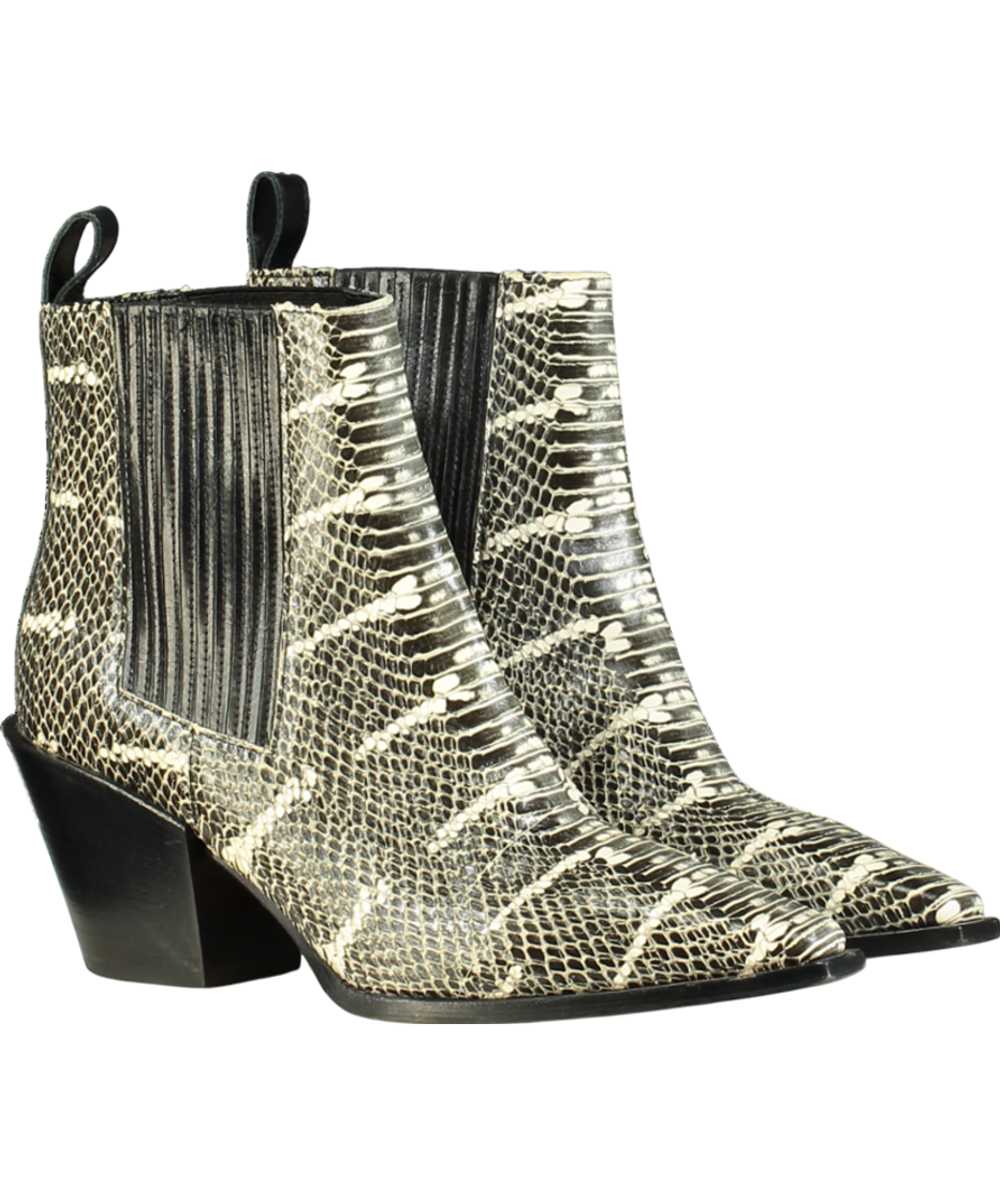 AEYDE Black Kate Snake-effect Leather Ankle Boots… - image 2