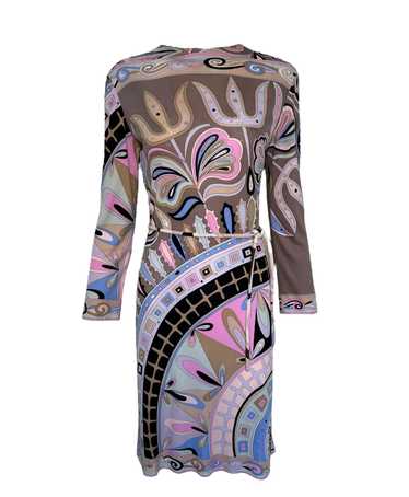 Emilio Pucci Mauve, Pink, & Blue Geometric Long S… - image 1