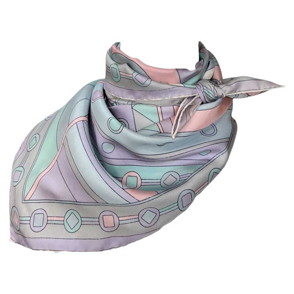 Pucci 60s Geometric Grey, Pale Pink, and Turquois… - image 1