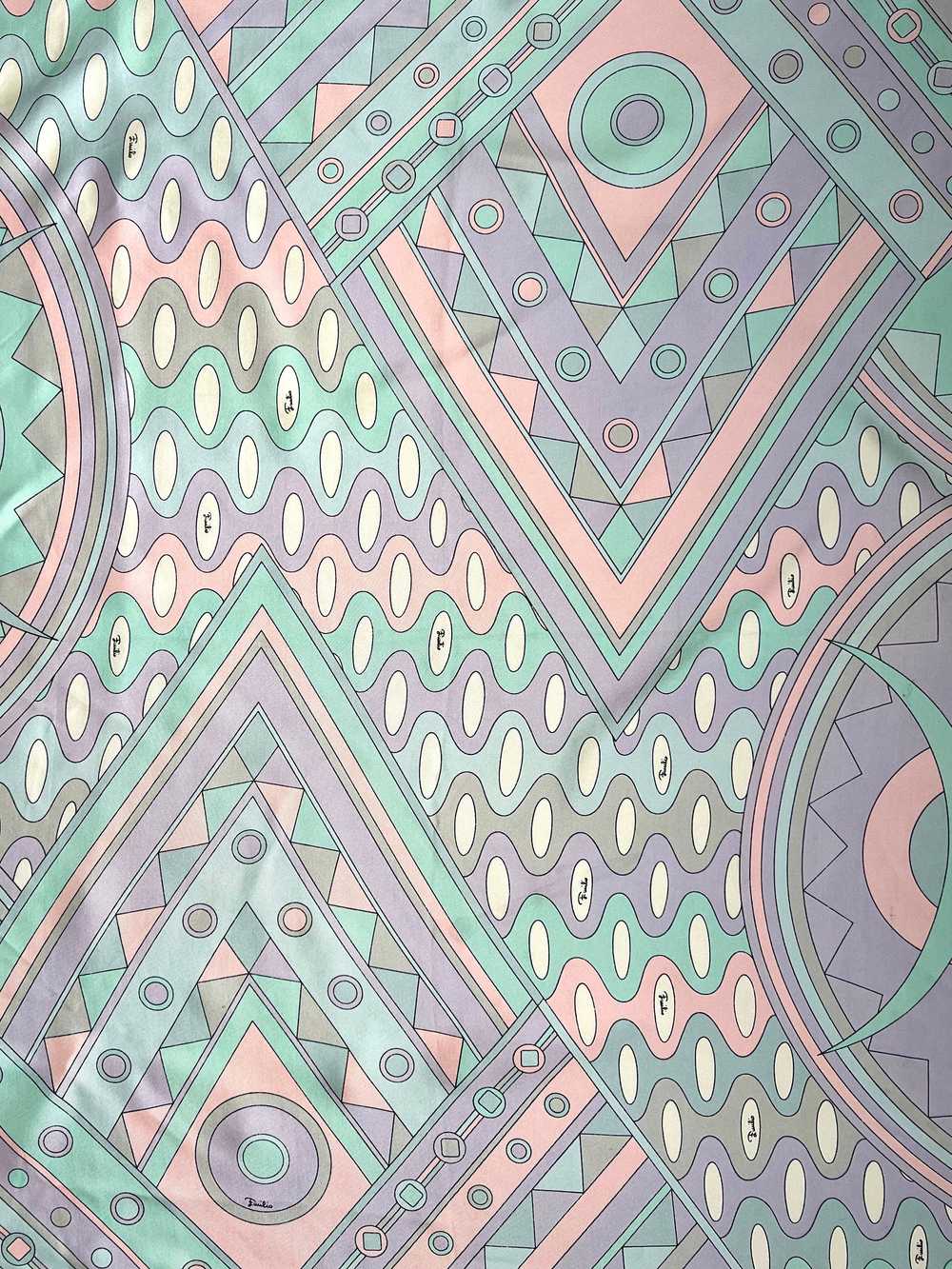 Pucci 60s Geometric Grey, Pale Pink, and Turquois… - image 3