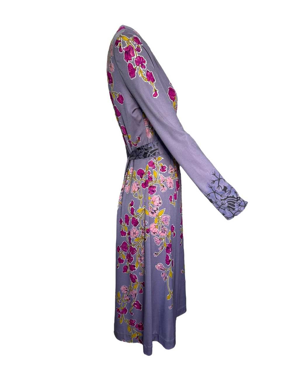 Mac Tac 1970s Lavender Floral Knit Tie Dress - image 3