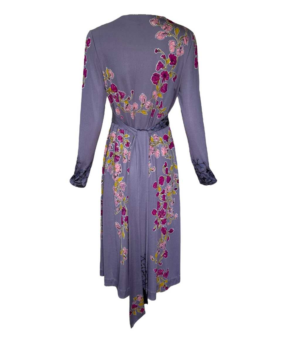 Mac Tac 1970s Lavender Floral Knit Tie Dress - image 4