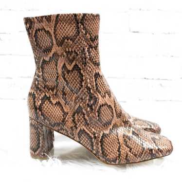 Steve Madden Brown Pink Faux Leather Snake Block … - image 1