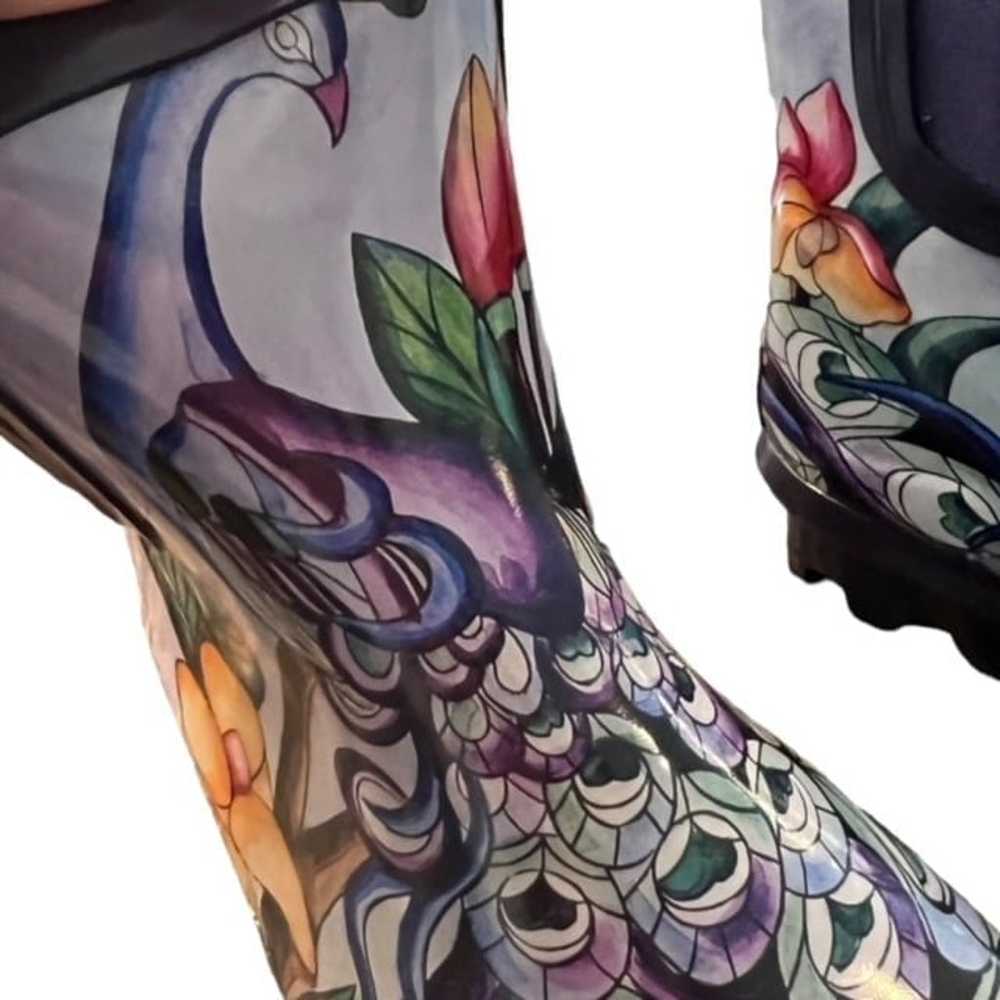 Anuschka Ankle Rain Boots Midnight Peacock Floral… - image 11