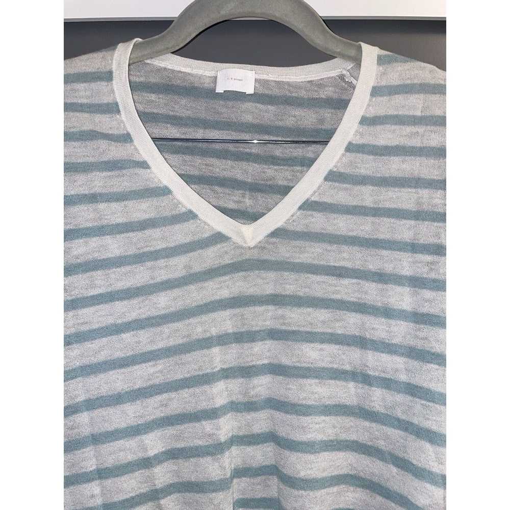 Designer CT Plage Teal White Striped V Neck Light… - image 2