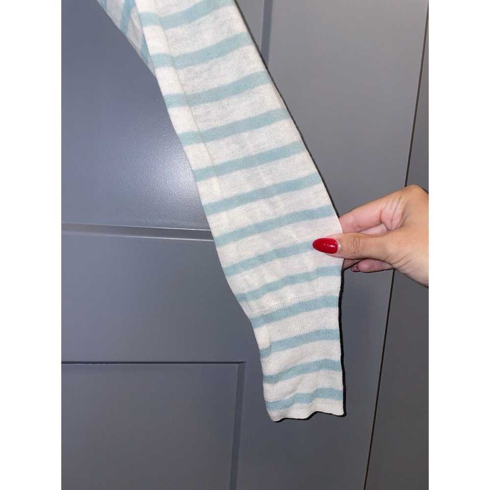 Designer CT Plage Teal White Striped V Neck Light… - image 3