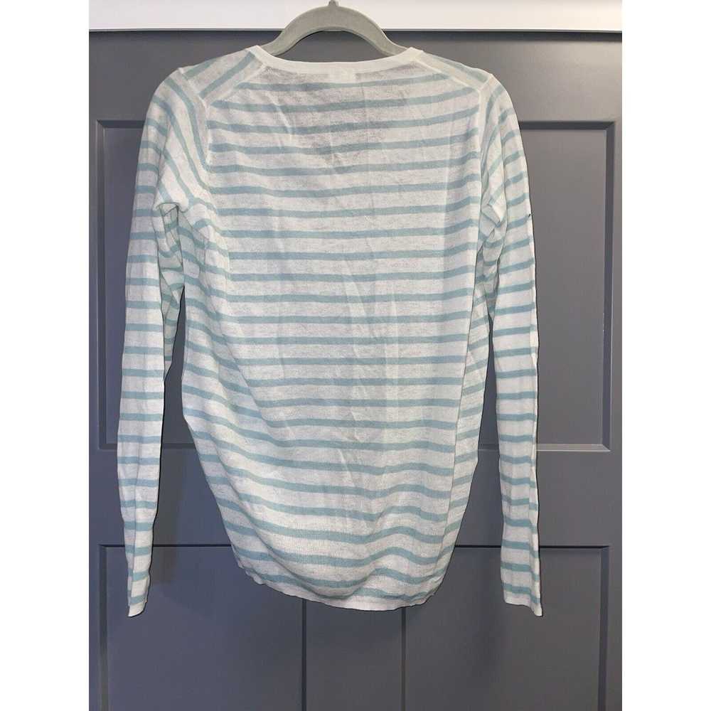 Designer CT Plage Teal White Striped V Neck Light… - image 4