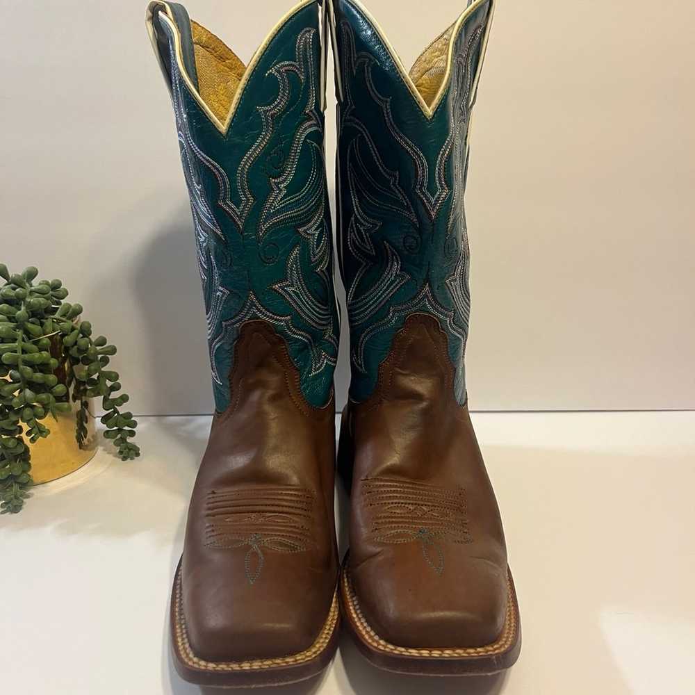 Nocona Teal and Brown Western Women’s Cowboy Boot… - image 4