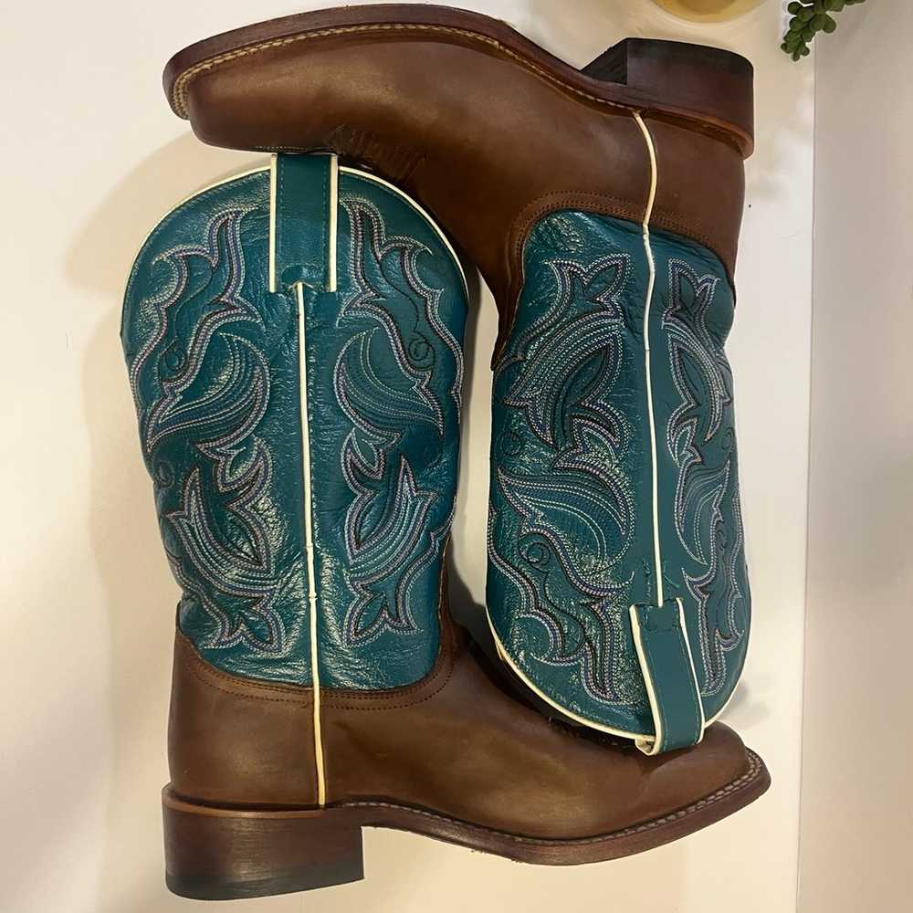 Nocona Teal and Brown Western Women’s Cowboy Boot… - image 7