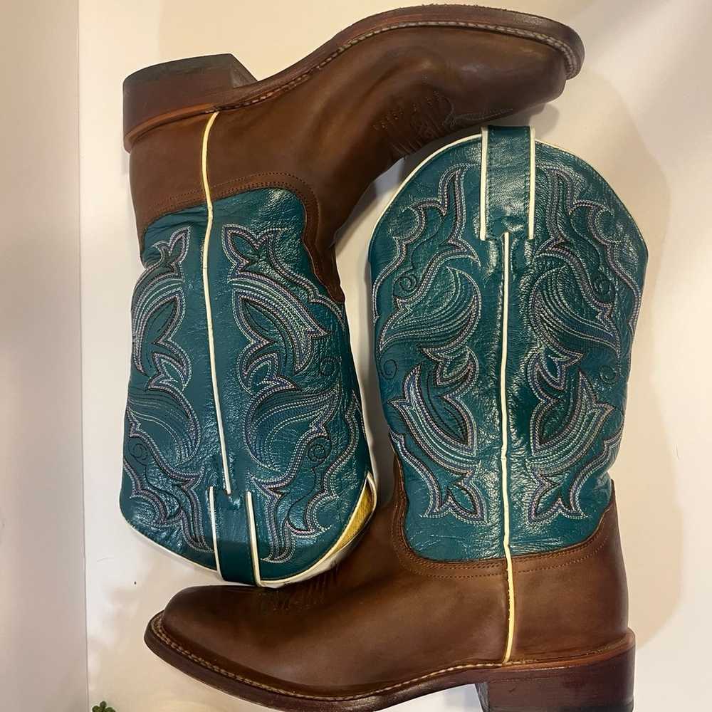 Nocona Teal and Brown Western Women’s Cowboy Boot… - image 8