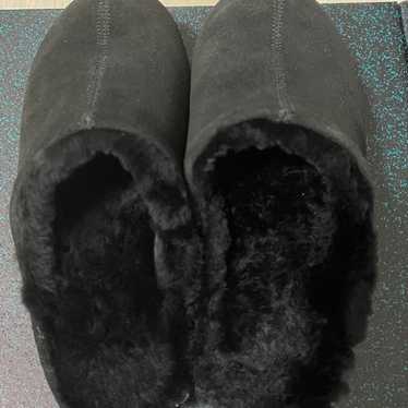 EMU Australia Black Suede Fur-Lined Mouton Clogs - image 1